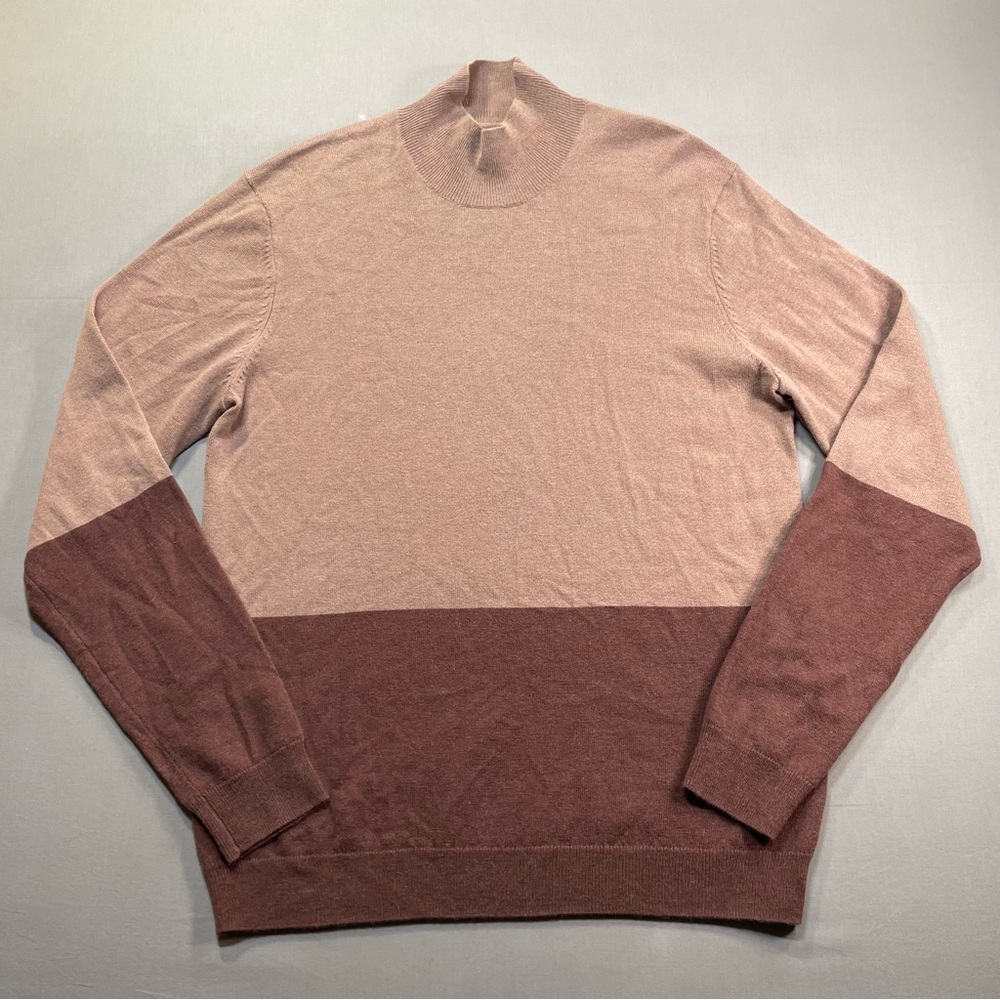Paige Wayne Colorblock Mock Neck Sweater, Wool - Mens Medium (can be Unisex)